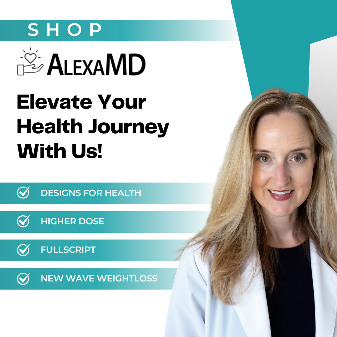 AlexaMD shop graphic that says to elevate your health journey with us.